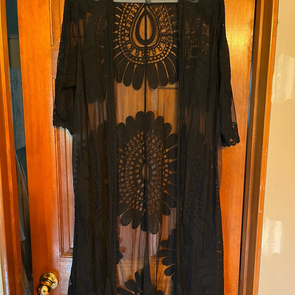 Lane Bryant Black Lace Kimono